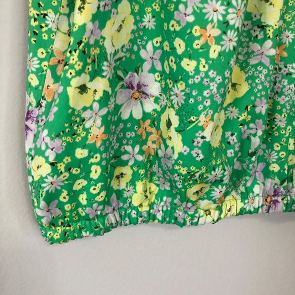 Loft Green Floral Sleeveless Bubble Hem Top Large - Picture 6 of 12